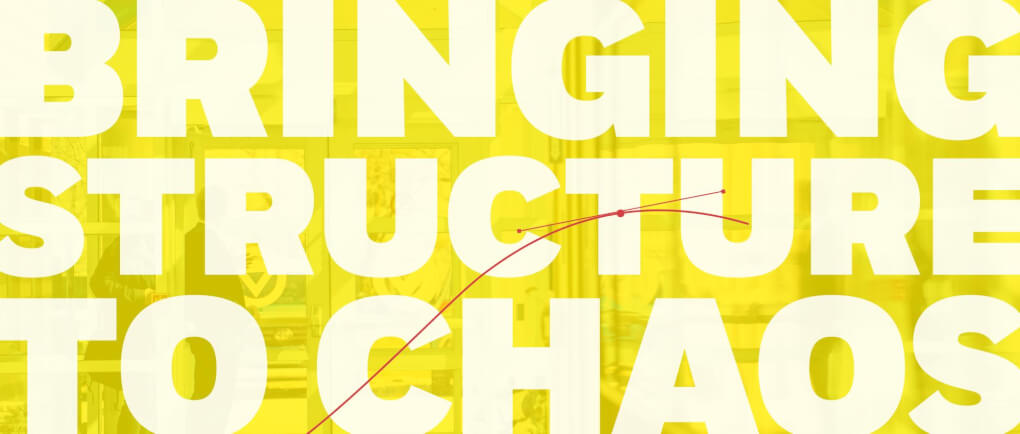 "Bringing structure to chaos" in large letters over a yellow photo 